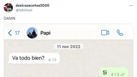Tuit viral sobre la conversación de un padre con su hija. Tuit viral sobre la conversación de un padre con su hija.