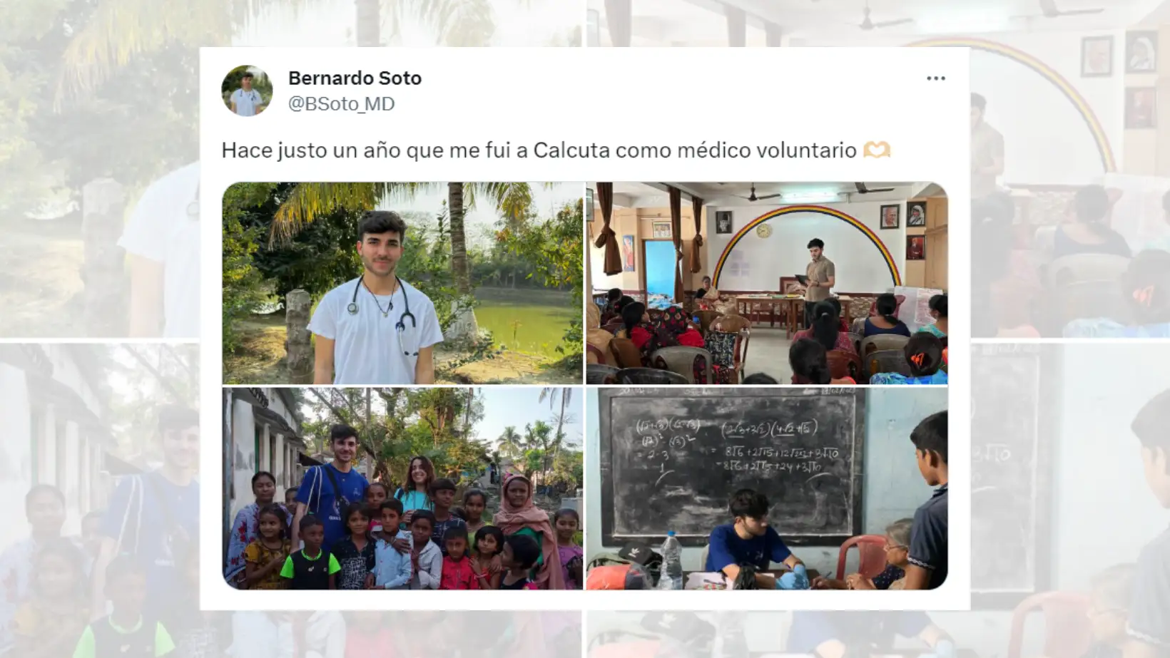 Tuit viral de un médico que fue como voluntario a Calcuta