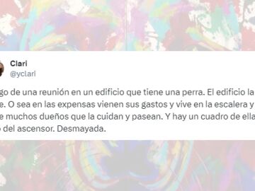 Tuit viral sobre la comunidad de vecinos que cuida de una perrita.