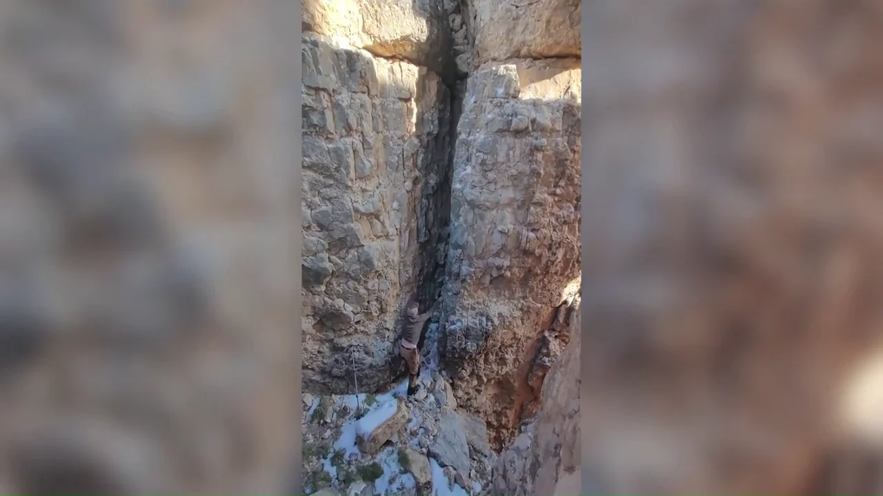 El impactante momento en que un puma ataca a un bi&oacute;logo saltando desde dentro de un grieta