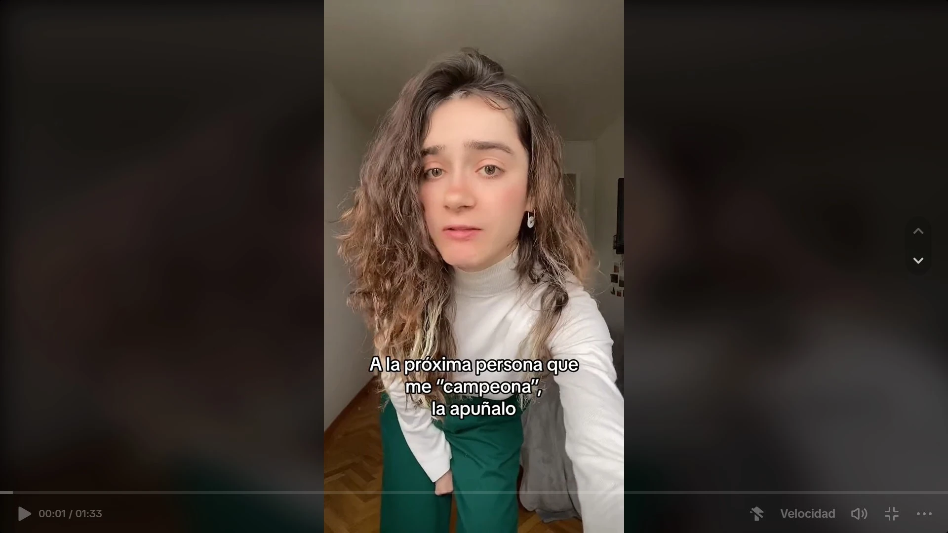 Tik Tok pidiendo que no la llamen campeona