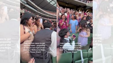 Va al concierto de Taylor Swift sin que lo sepa su pareja y la sorprende al pedirle matrimonio durante Love Story