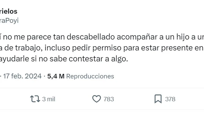 Tuit acompa&ntilde;ar a hijos entrevista trabajo