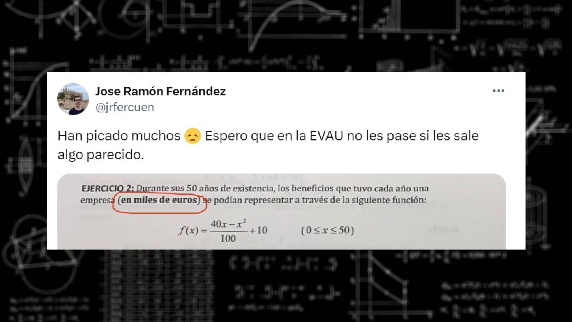 Tuit examen de matem&aacute;ticas ejercicio trampa