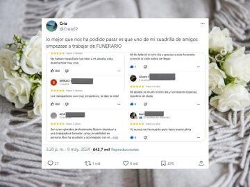 Entra a trabajar en una funeraria y su cuadrilla de amigos le dejan las mejores rese&ntilde;as