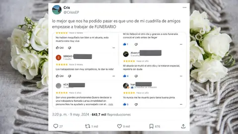 Entra a trabajar en una funeraria y su cuadrilla de amigos le dejan las mejores reseñas Entra a trabajar en una funeraria y su cuadrilla de amigos le dejan las mejores reseñas