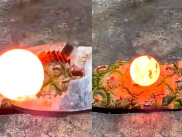 Ponen una bola al rojo vivo sobre una pi&ntilde;a