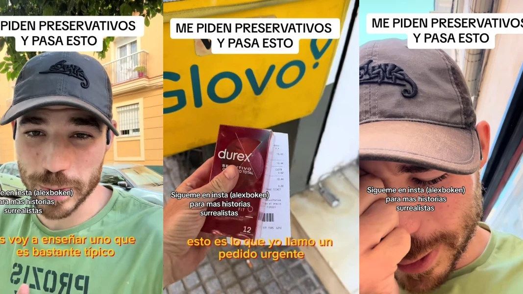 V&iacute;deo de @alex_solla haciendo una entrega de Glovo de unos preservativos