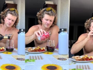 V&iacute;deo de @stuntmanmarta_ ense&ntilde;ando a un norteamericano probando un Kalimotxo