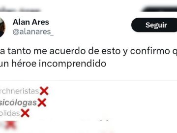 Tuit de @alanares_ en el que muestra la biograf&iacute;a de un hombre de Tinder de 39 a&ntilde;os