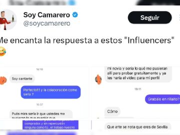 Captura del tuit de Twitter/X de la cuenta @soycamarero