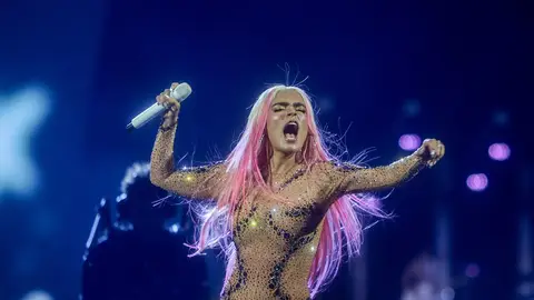 Karol G durante uno de sus conciertos en el Santiago Bernabéu Karol G durante uno de sus conciertos en el Santiago Bernabéu