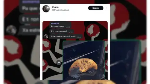 La respuesta épica de una madre al recibir de su hija una foto de una pizza quemada en el horno Captura del tuit de x.com/@thaaliiaaaaaa donde enseña la respuesta épica de su madre
