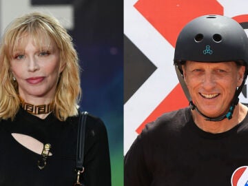 Im&aacute;genes de archivo de Courtney Love y Tony Hawk