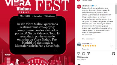 Crecen los conciertos solidarios que destinarán sus beneficios a las víctimas de la DANA: Vibra Mahou Fest y Cantar para ayudar
