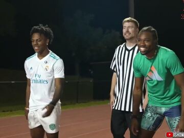 Imagen de IShowSpeed junto a Noah Lyles en stream