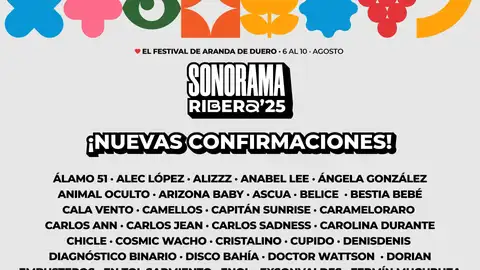 Cartel del Sonorama Ribera 2025 Cartel del Sonorama Ribera 2025