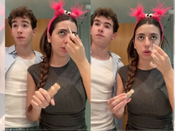 Astrid Mill&aacute;n junto a su pareja.