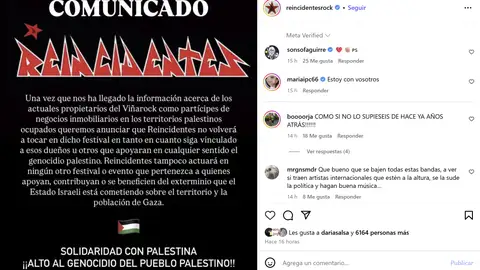 Comunicado de Reincidentes sobre el Viña Rock Comunicado de Reincidentes sobre el Viña Rock
