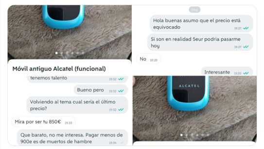 La conversaci&oacute;n de Wallapop en cuesti&oacute;n.