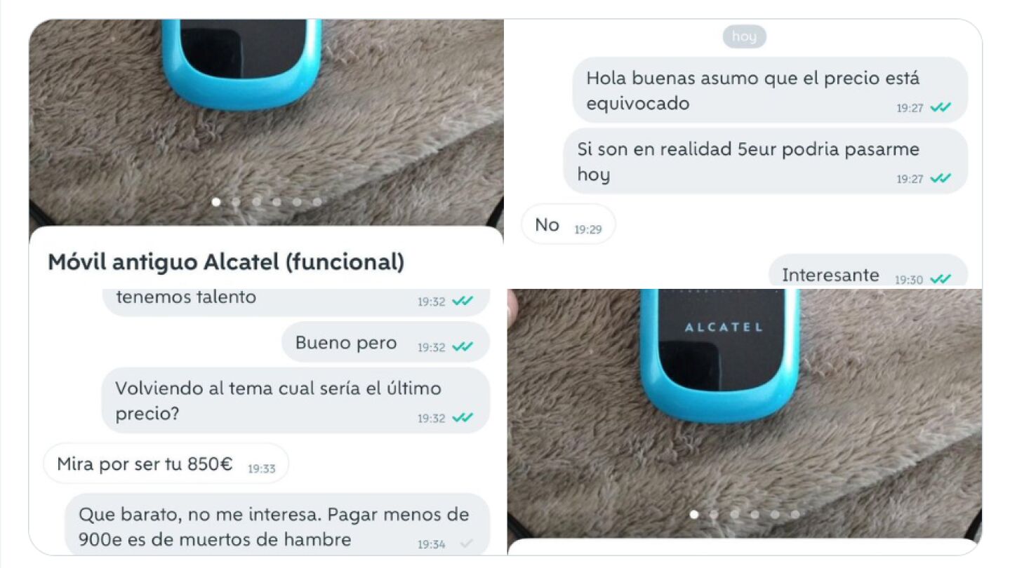 La conversaci&oacute;n de Wallapop en cuesti&oacute;n.