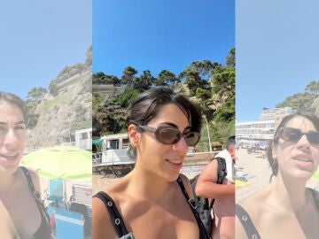 Creadora de contenido graba en una playa de Catalu&ntilde;a