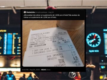 ticket de una cafeter&iacute;a en el aeropuerto de Alicante