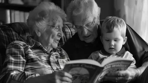 Imagen de unos abuelos con su nieto Imagen de unos abuelos con su nieto
