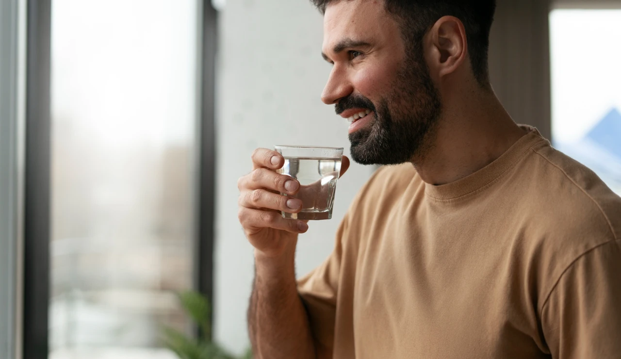 Imagen de una persona bebiendo agua