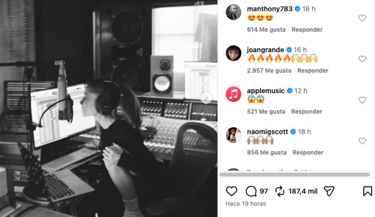 Ariana Grande en su post.