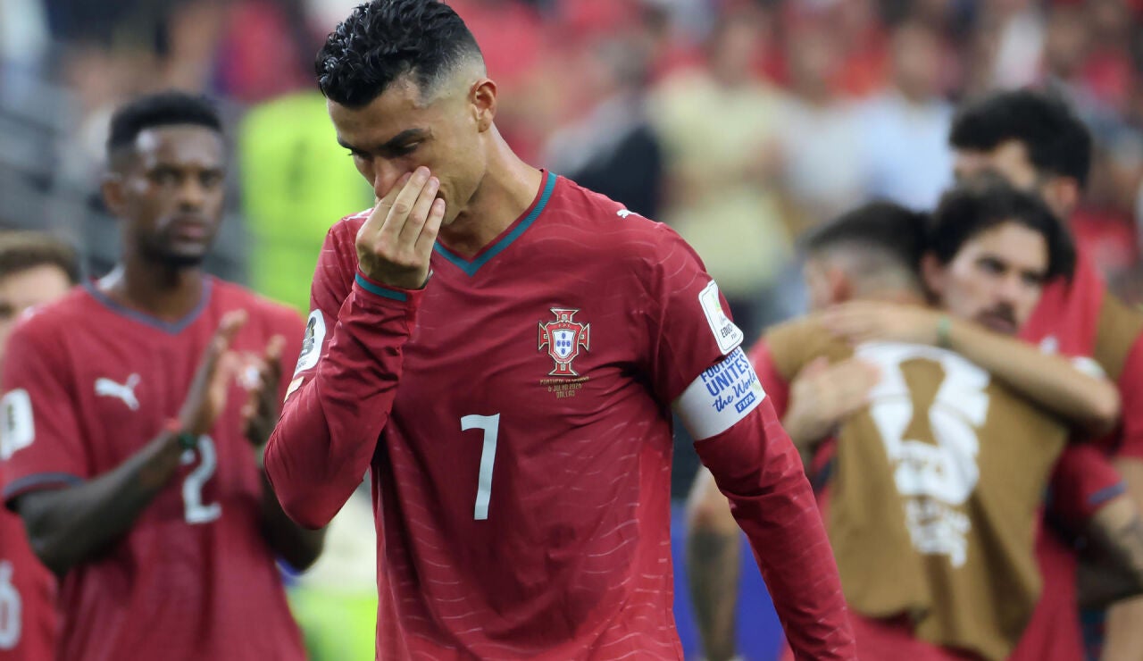 Cristiano Ronaldo llora tras la eliminaci&oacute;n de Portugal en el Mundial 2026